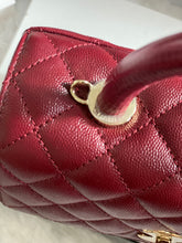 Load image into Gallery viewer, Chanel 21A 2021 Fall/Winter collection Burgundy caviar LGHW Coco Handle Flap Bag size Small with detachable Shoulder Strap
