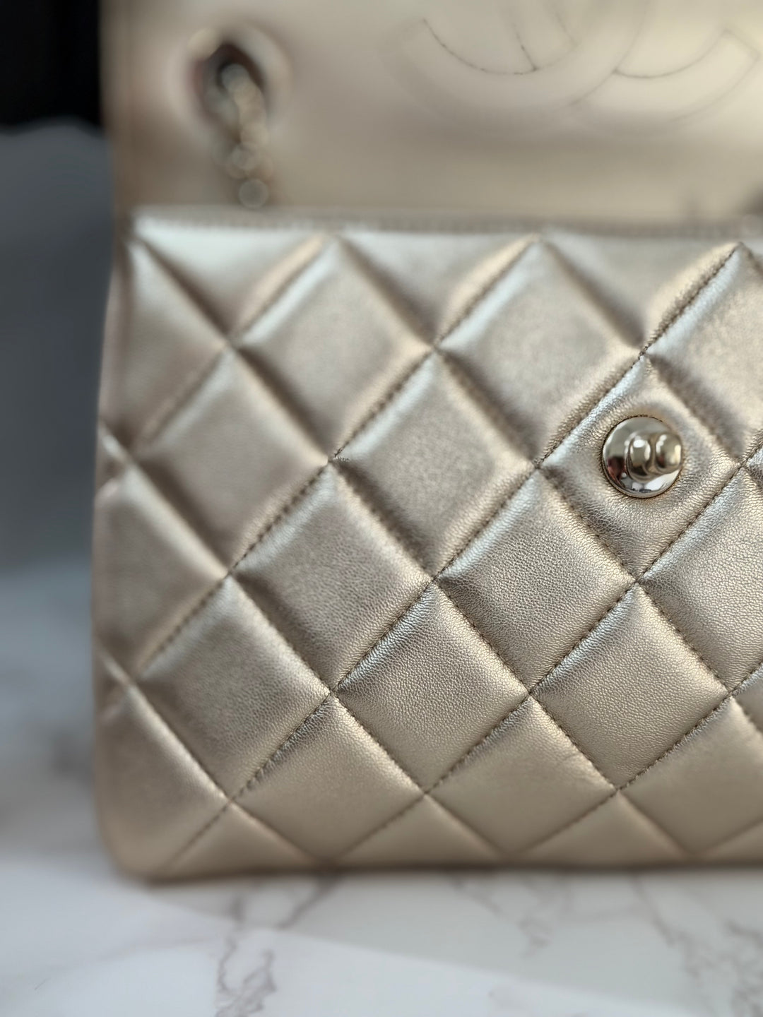 CHANEL series 30 Metallic Gold Lambskin LGHW Trendy CC top Handle Bag with non detachable Strap size SMALL 2020