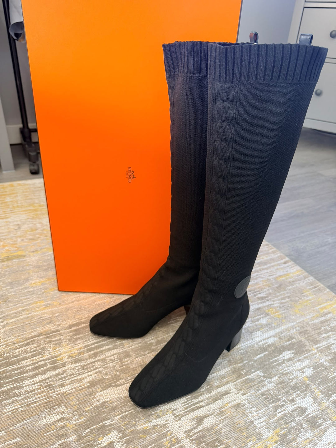 HERMÈS Fontaine 60 Boots size EU 40 UK 7 Black