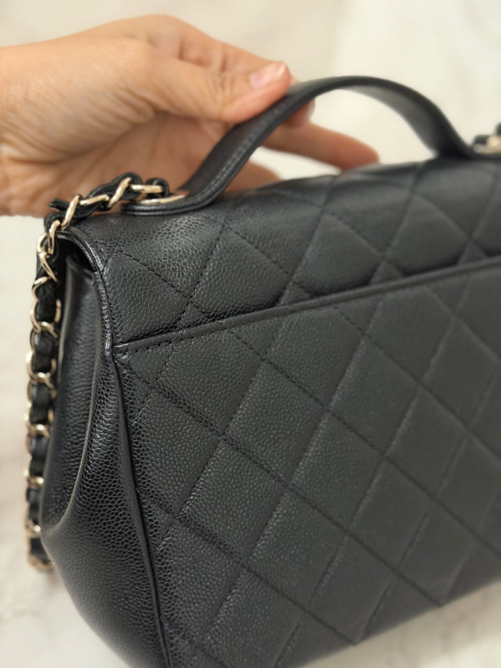 CHANEL Black Caviar LGHW Medium Business Affinity Flap Bag Microchipped