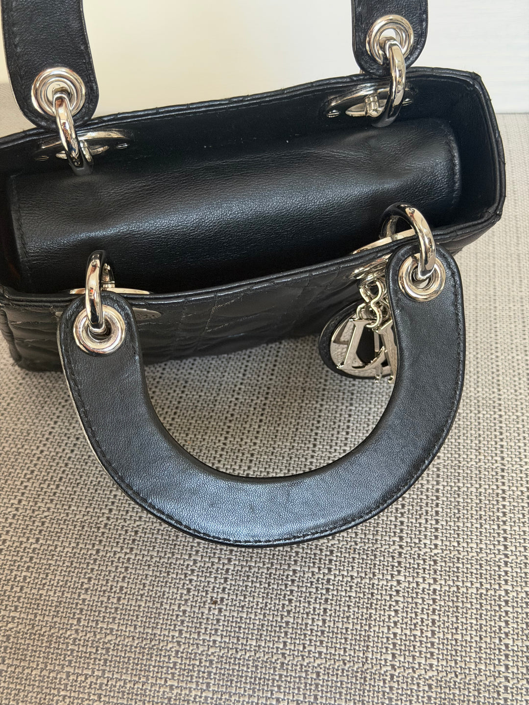 DIOR Lady Dior Mini Vintage Black Lambskin Silver hardware SHW 2006