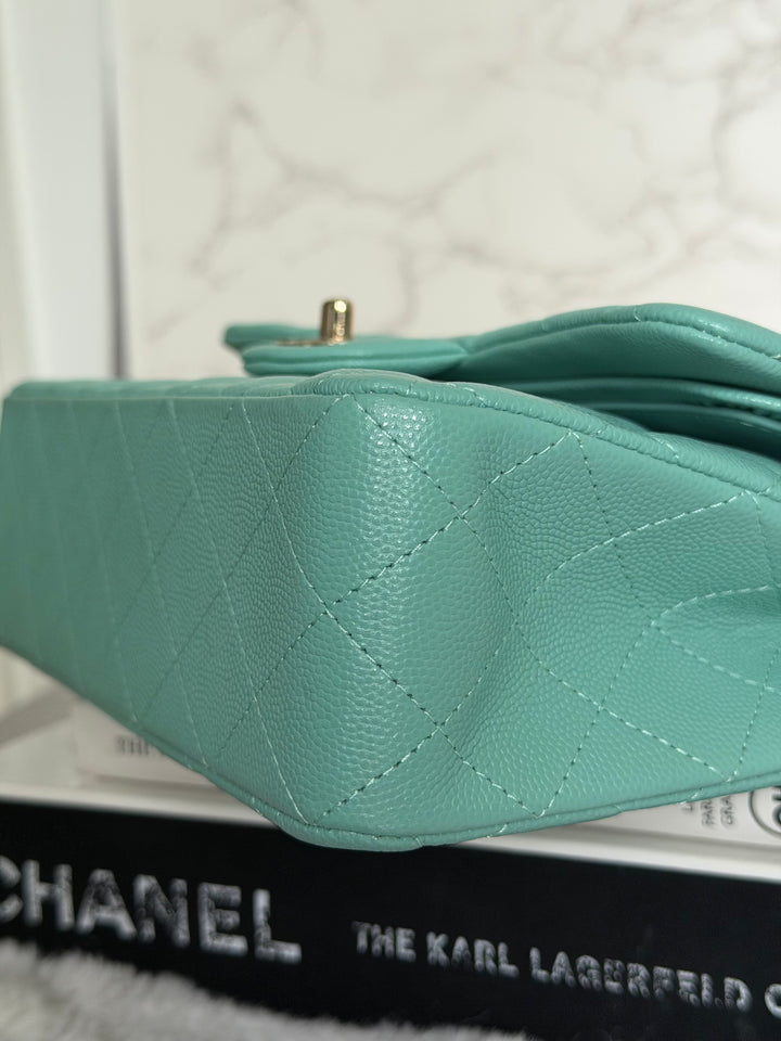 CHANEL 21S series 31 Tiffany Green/Blue Caviar LGHW Small Timeless Classic Double Flap Bag 2021 super rare
