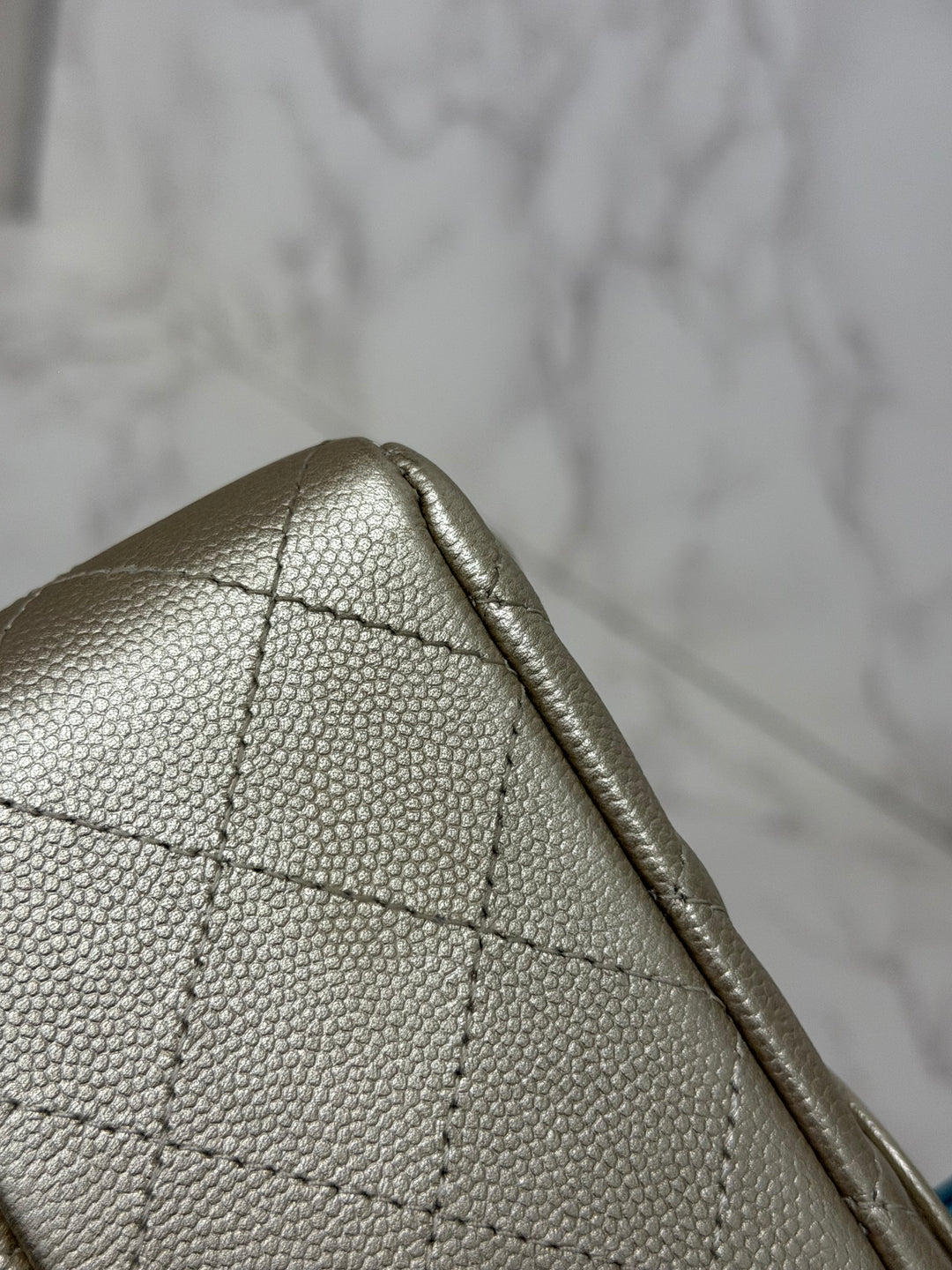 CHANEL series 23 Champagne Gold Caviar LGHW Mini Rectangular Flap Bag