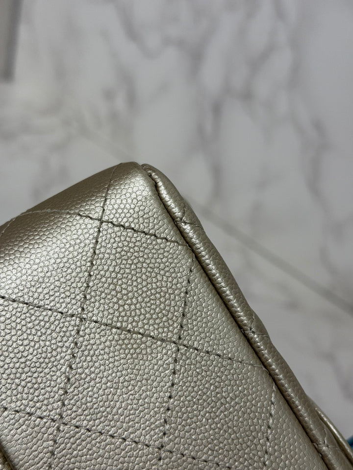 CHANEL series 23 Champagne Gold Caviar LGHW Mini Rectangular Flap Bag