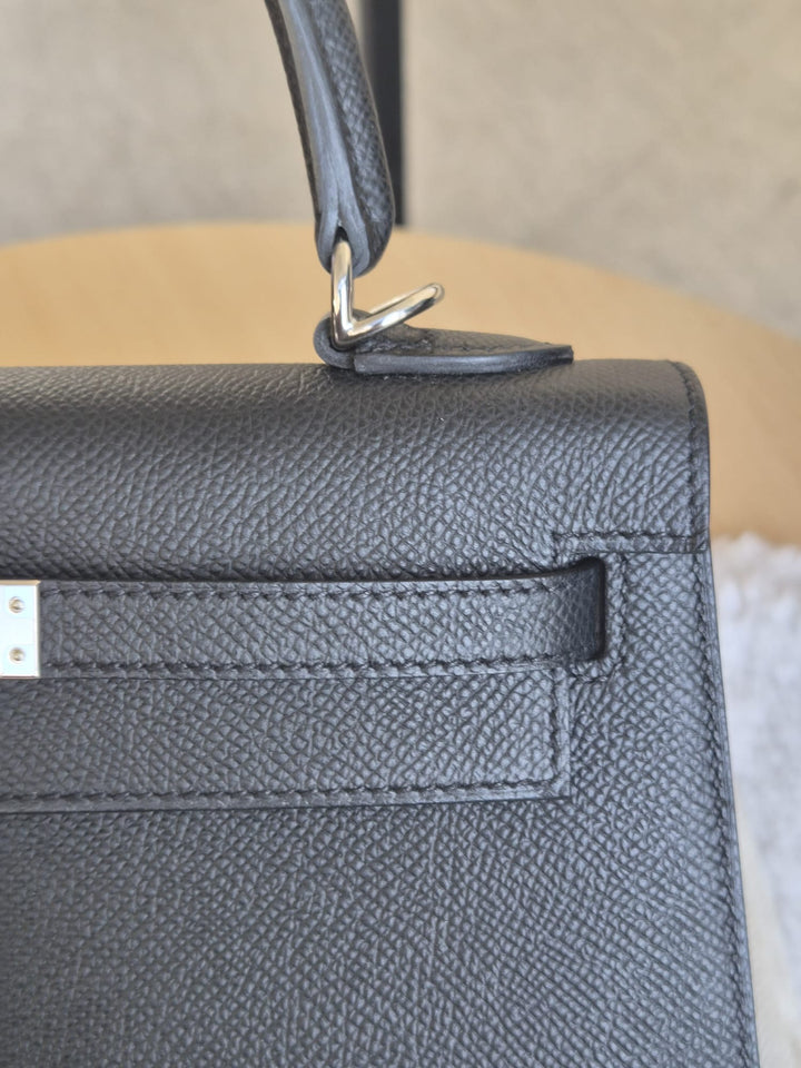WA/Email to Purchase only- HERMÈS Kelly 25 Sellier Epsom Black 89/Noir 89 PHW Palladium Hardware 2024 W- unused