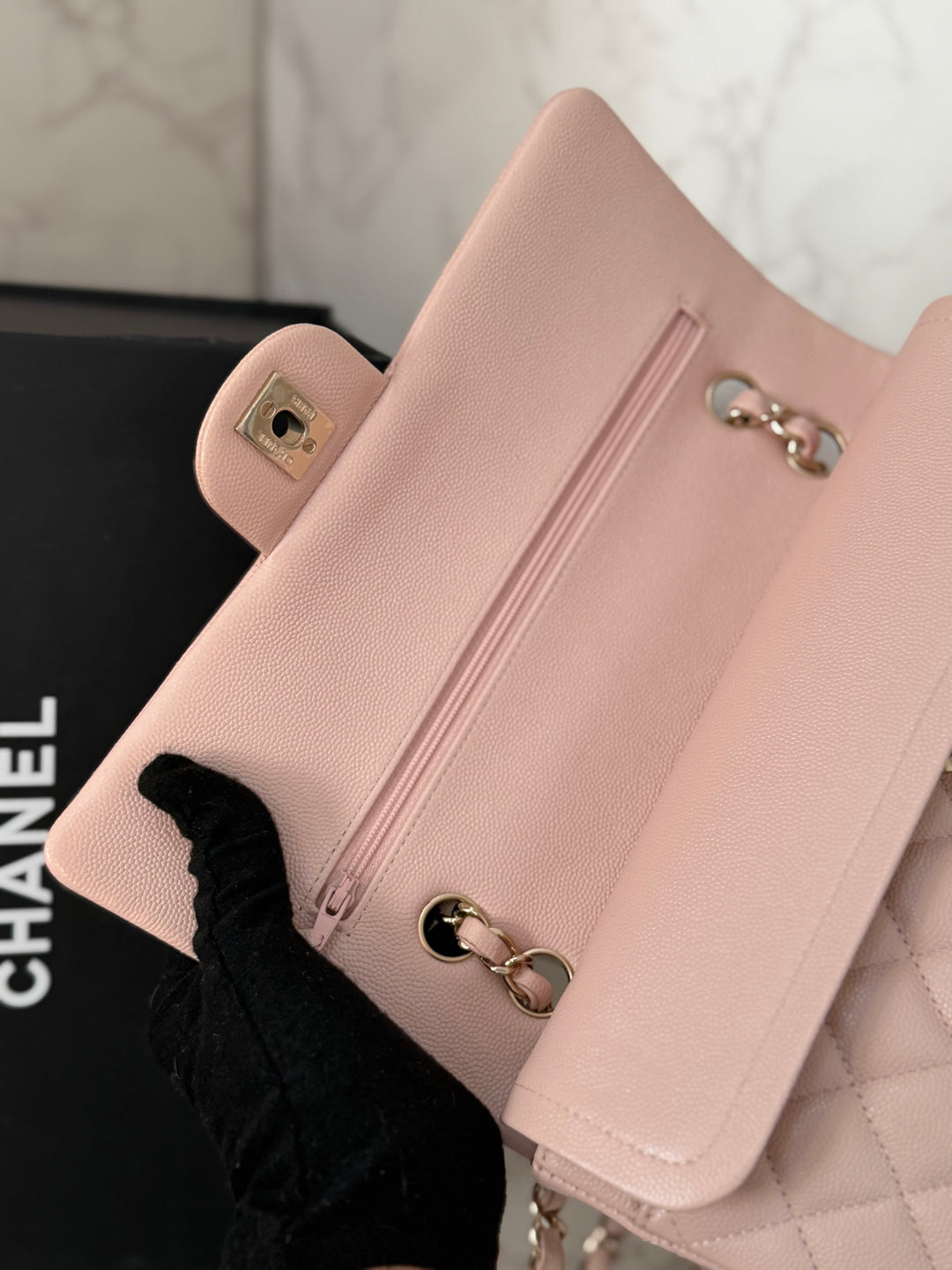 CHANEL 21C 2021 Rose Clair Caviar LGHW Medium ML 11.12 Timeless Classic Double Flap Bag