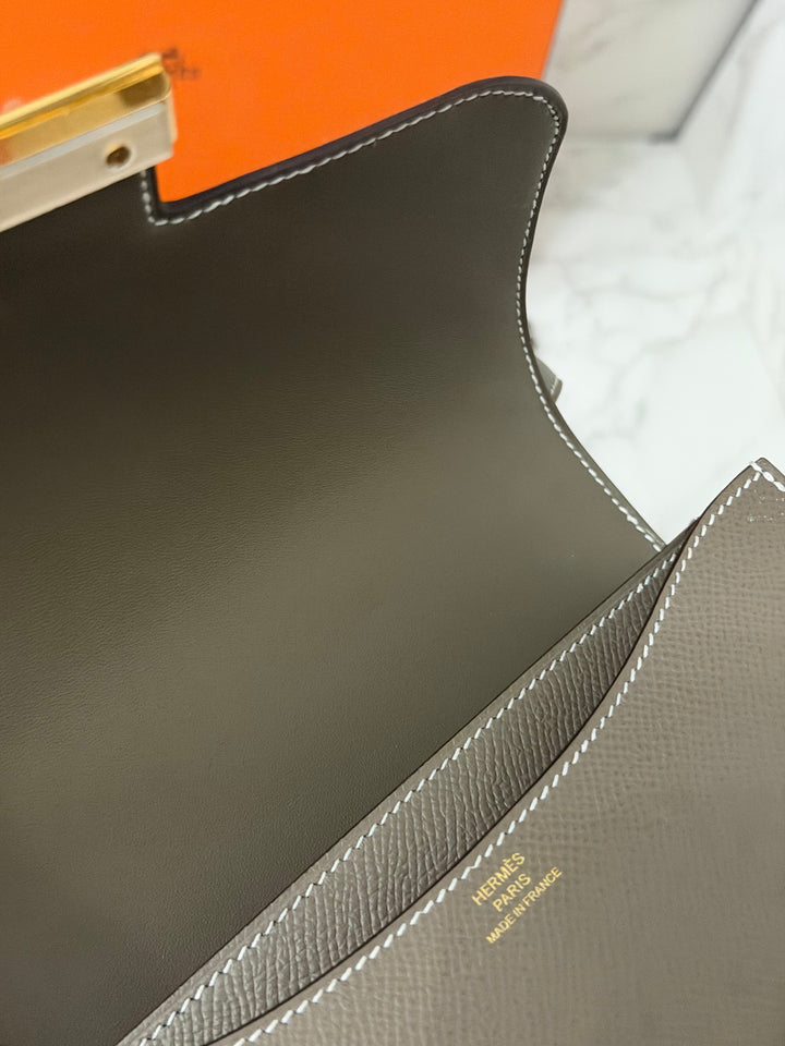 Hermes Constance 18 Etoupe Epsom Leather GHW Flap Bag Stamp D 2019