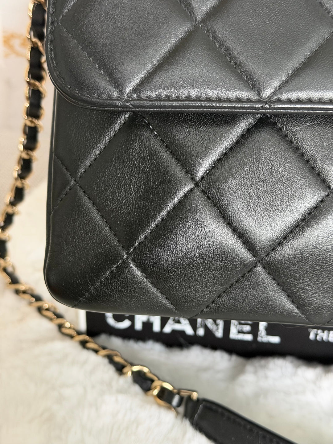 CHANEL Black Lambskin LGHW Trendy CC Flap Bag size SMALL with Non detachable Shoulder strap 2023