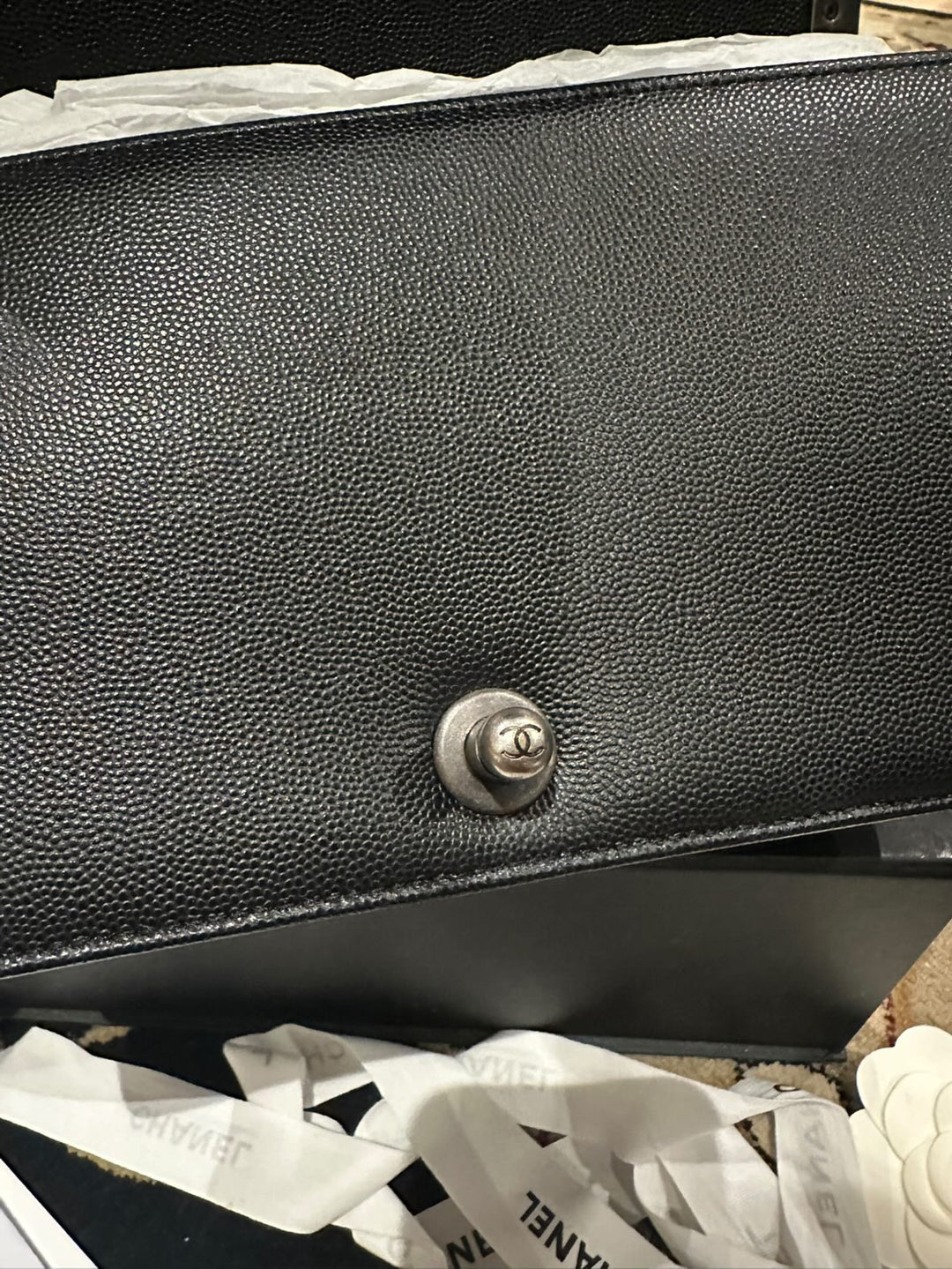CHANEL series 20 2014/2015 Black Caviar Ruthenium Hardware Old Medium Le Boy Flap Bag