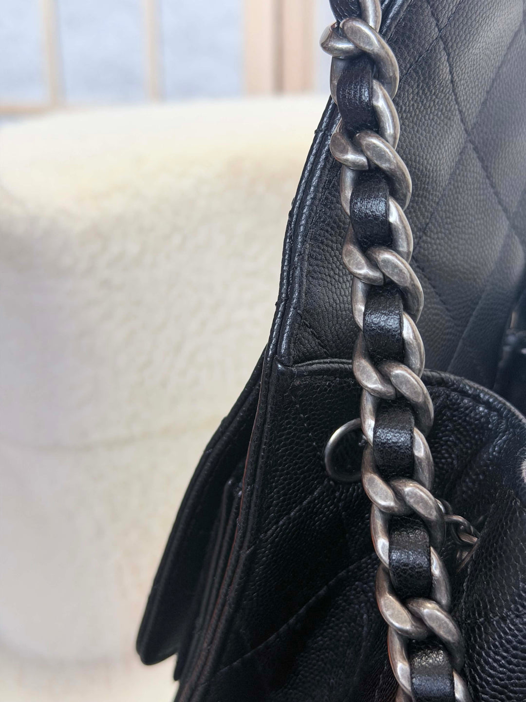 CHANEL Black Caviar Ruthenium Hardware 25 Hobo Bag size SMALL