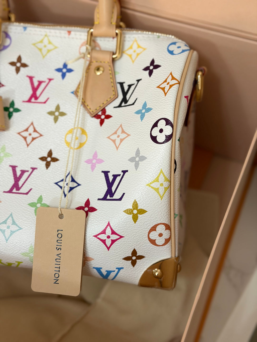 LOUIS VUITTON LV TM x LV Takashi Murakami Blanc White Multicolored Monogram canvas Speedy Bandouliere 25