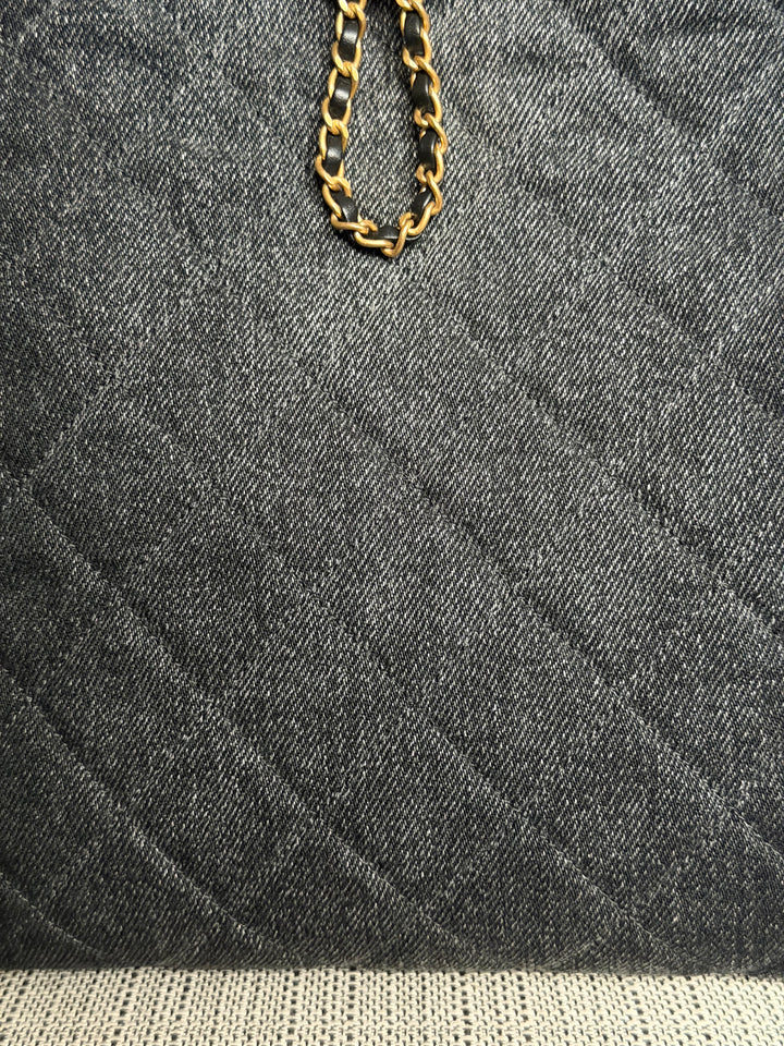 CHANEL 25S 2025 Black Denim Medium 25 Hobo Bag with Detachable Pouch Aged GHW