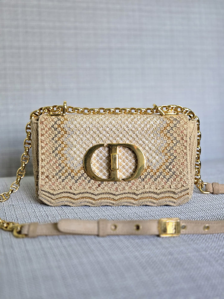 DIOR Cannage Woven Raffia and Suede in Beige GHW size SMALL
