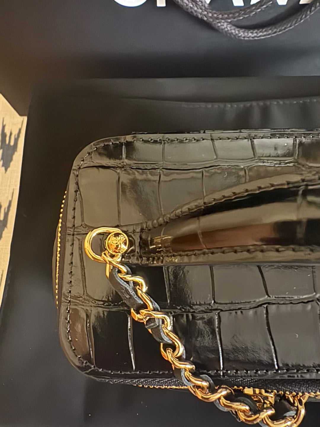CHANEL 26A Croc Embossed Calf Skin Vanity with top handle Shiny GHW 2026