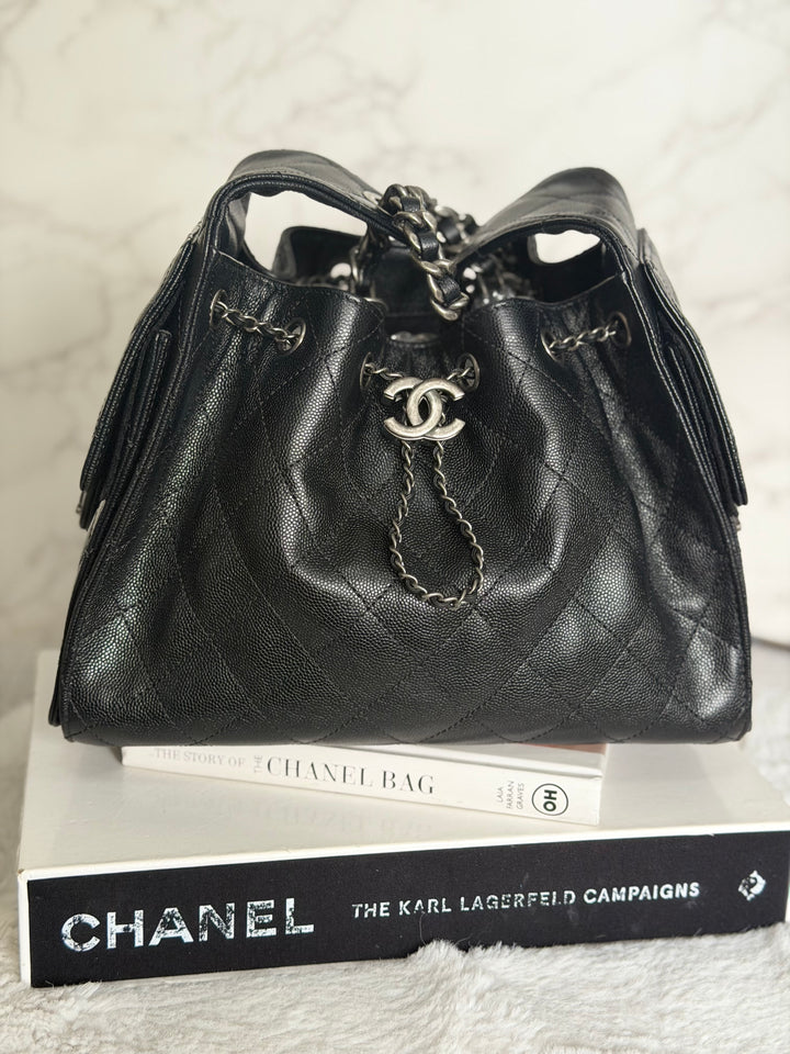 CHANEL 25 Hobo Bag Size SMALL in Black Caviar Ruthenium Hardware 2026