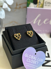 Load image into Gallery viewer, Chanel 21A Heart Multi coloured gems Gold tone earrings
