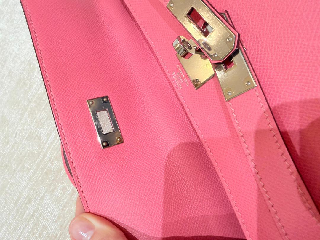 Hermes Kelly 28 in Rose Azalee Pink Epsom Leather PHW Stamp C 2018