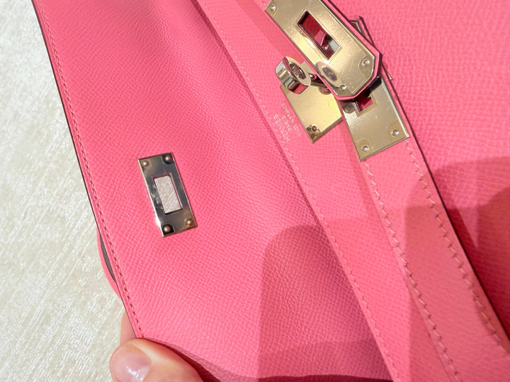 Hermes Kelly 28 in Rose Azalee Pink Epsom Leather PHW Stamp C 2018