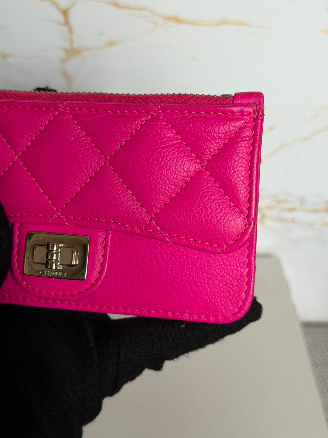 CHANEL Neon Pink SHW Reissue Card Holder 2018