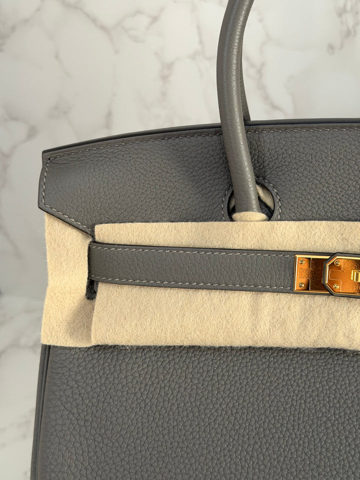 Hermes Birkin 30 Gris Meyer Togo Leather GHW Stamp U 2022