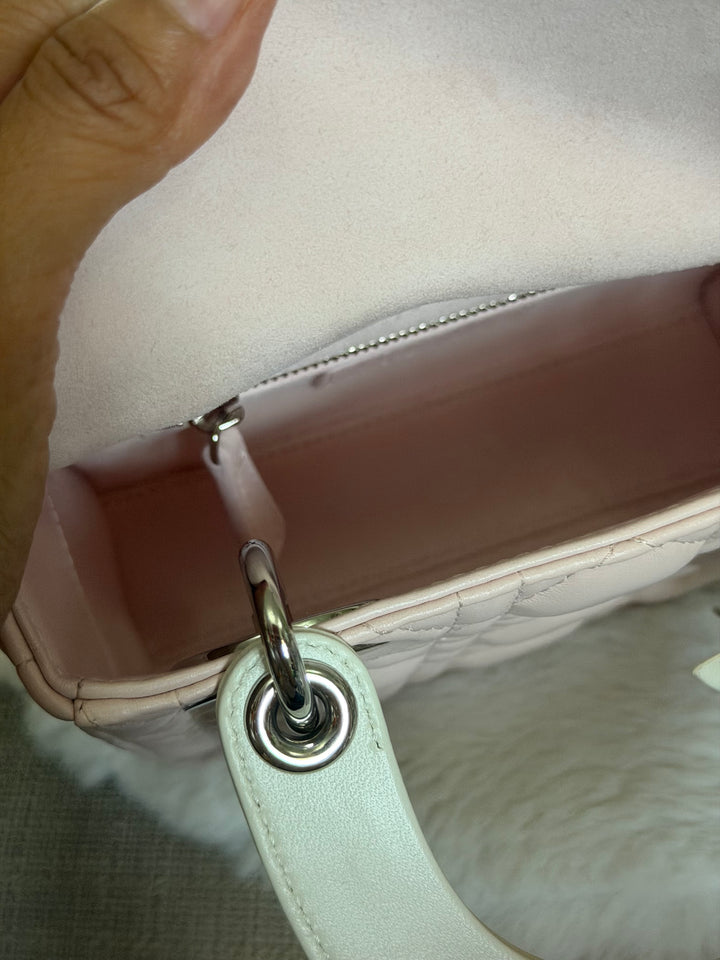DIOR Mini Lady Dior Two Tone Latte and Rose Tendre SHW 2025