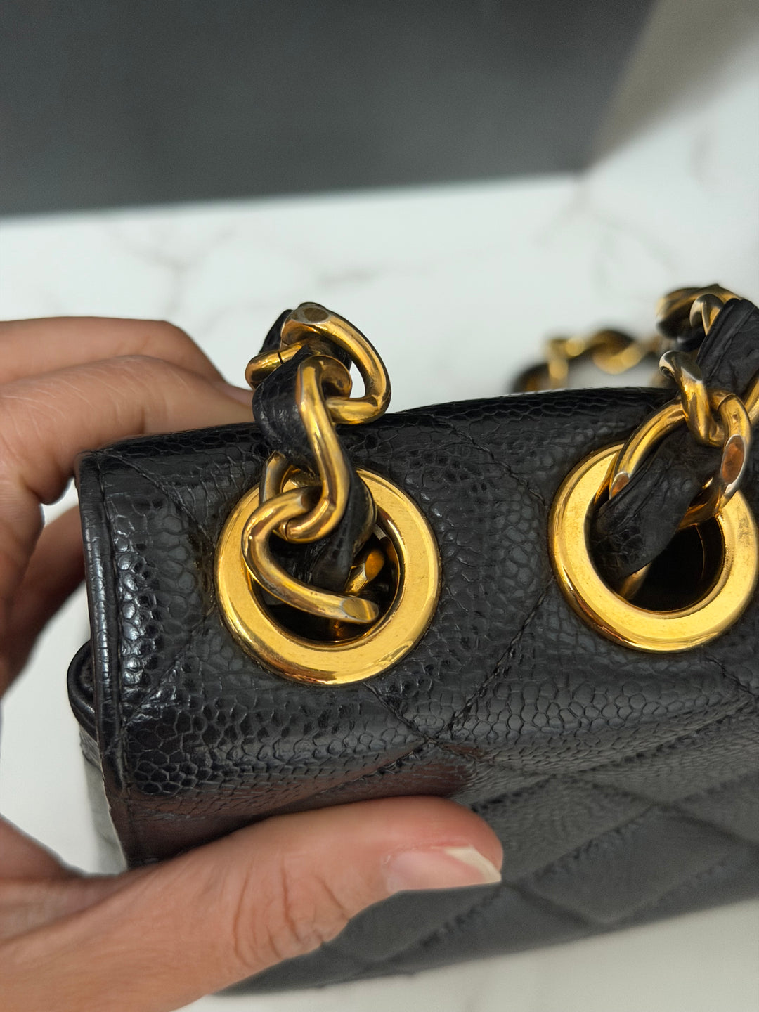 Chanel Series 7 24K GHW Black Caviar Vintage Jumbo Single Flap Bag 2008/2009