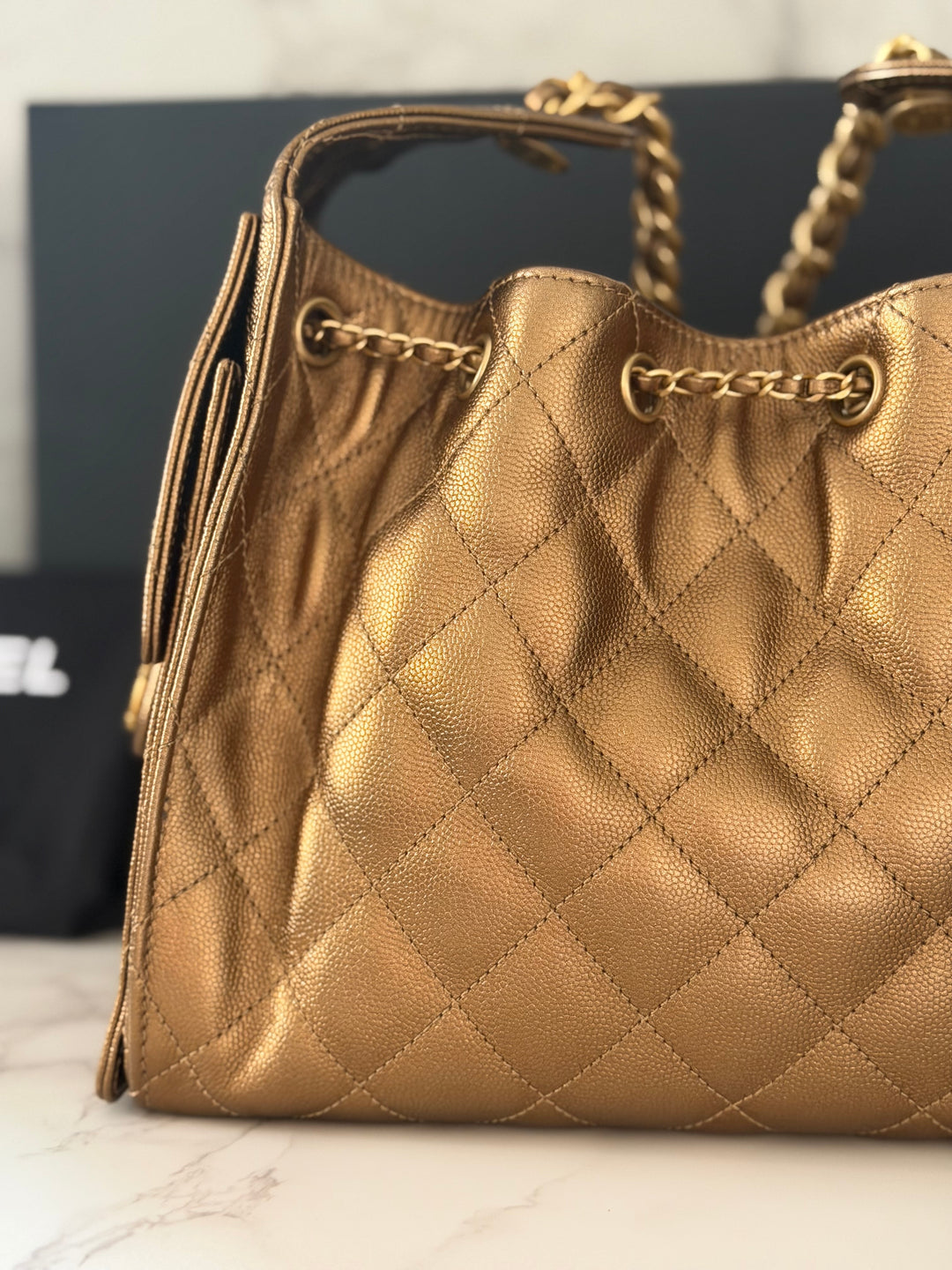 CHANEL 25A 2025 Bronze Caviar aged GHW 25 Hobo Bag size Small