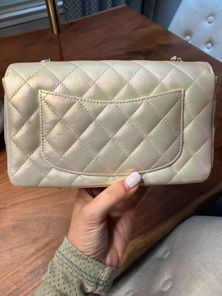 CHANEL series 31 Iridescent Ivory Calf Skin LGHW Mini Rectangular Flap Bag 20B collection 2020
