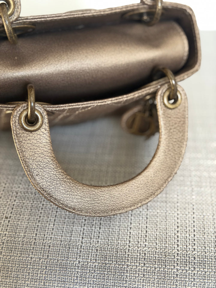 Dior Lady Dior Mini In Bronze Lambskin Bronze Hardware 2007