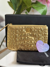 Load image into Gallery viewer, Chanel 19A Gold Calf skin Croc Embossed Mini O Case with Aged GHW
