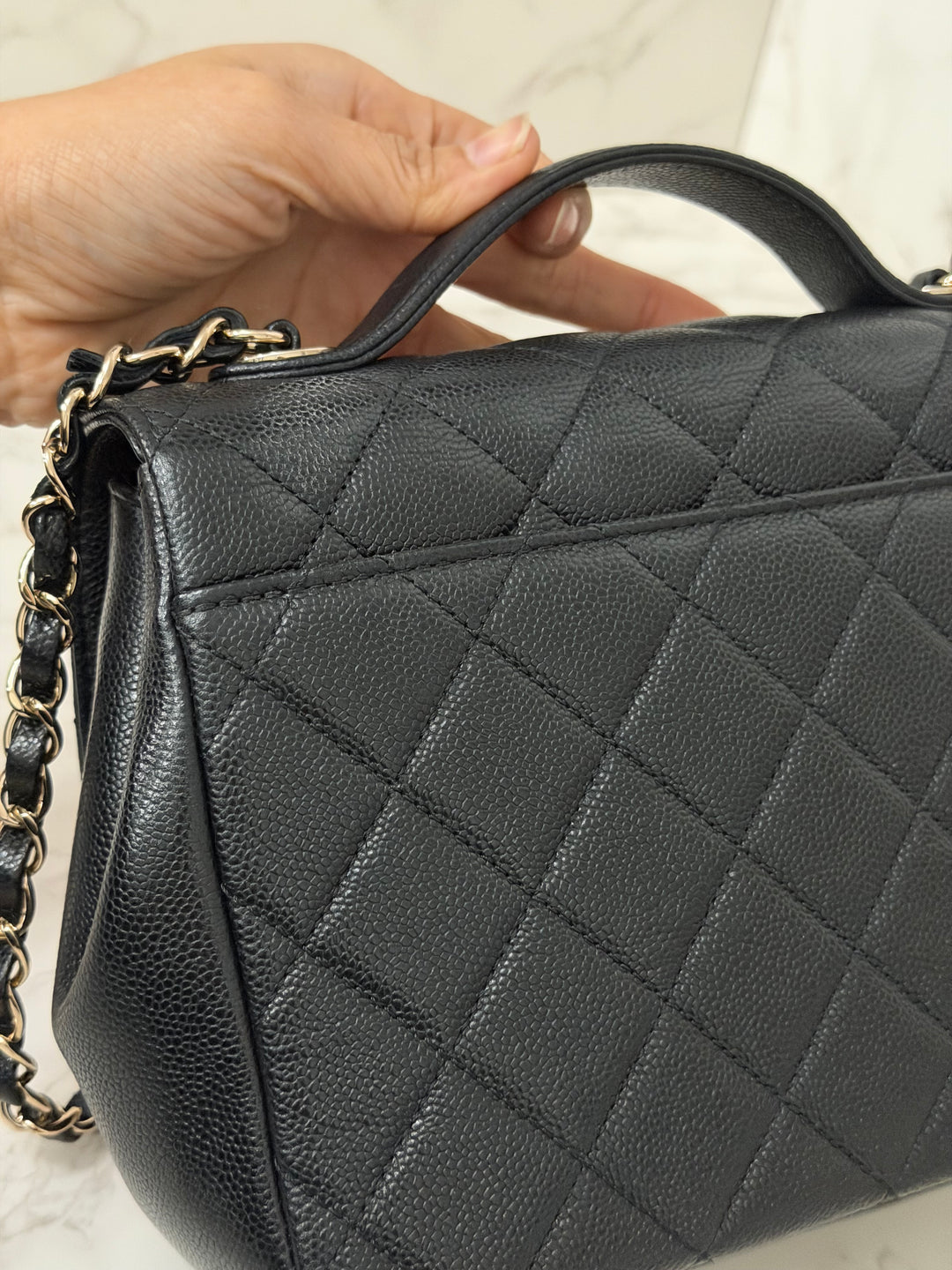 CHANEL Black Caviar LGHW Medium Business Affinity Flap Bag Microchipped