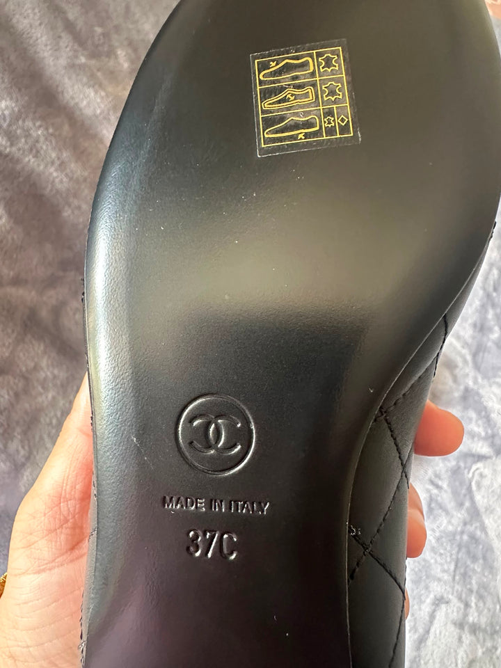 CHANEL Black Ballerina Shoes EU 37.5