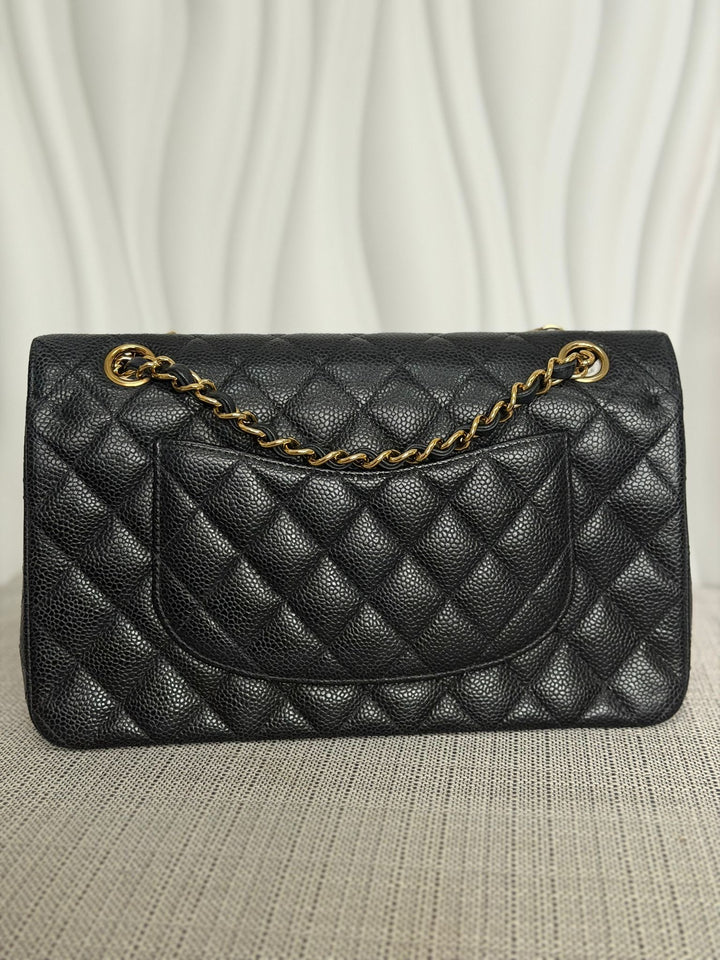CHANEL Series 24 2017 Black Caviar GHW Medium M/L 11.12 Timeless Classic Double Flap Bag