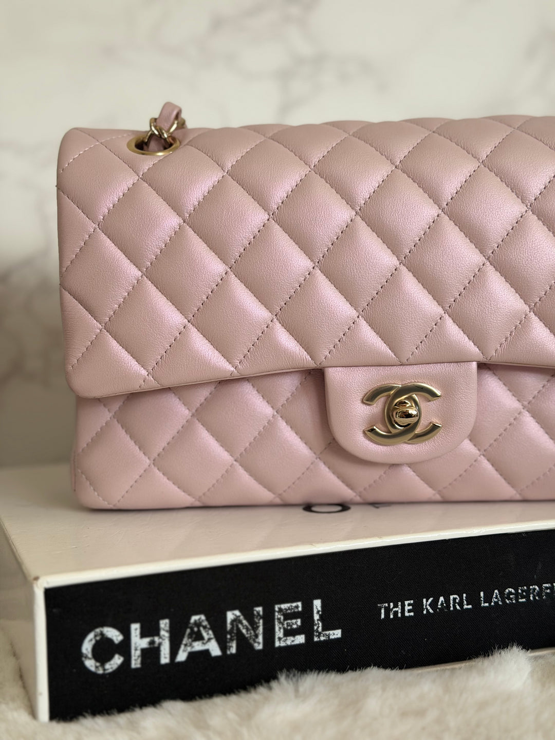 CHANEL 21S iridescent Pink Calf Skin LGHW Medium ML Timeless Classic Double Flap Bag series 31 2021