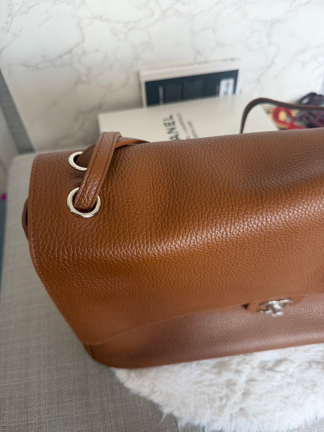 CHANEL 26A Camel Caviar SHW Maxi Flap Bag 38.5 cms Matthieu Blazy 2026