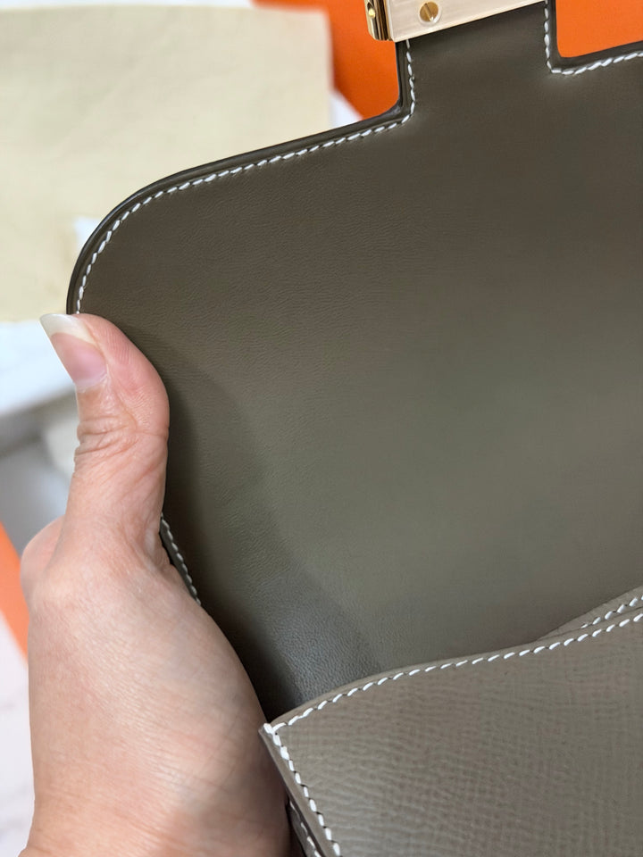 Hermes Constance 18 Etoupe Epsom Leather GHW Flap Bag Stamp D 2019