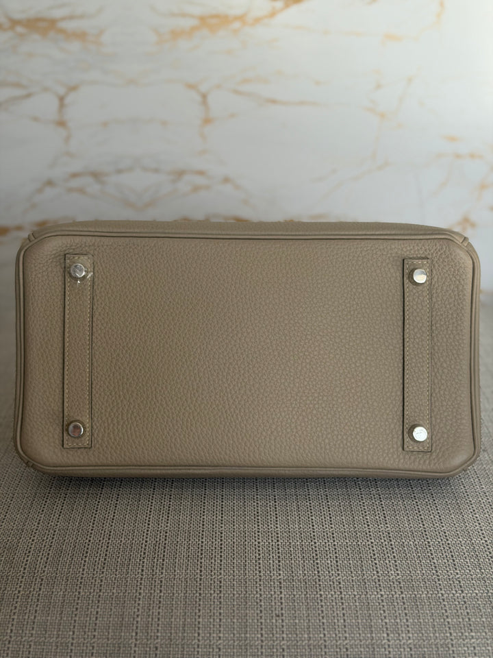 Hermès Gris Tourterelle Togo Leather PHW Birkin 30 Stamp T 2015