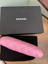 Load image into Gallery viewer, Chanel 23P Pink Caviar Mauve undertone Classic Wallet on chain (WOC) with champagne GHW
