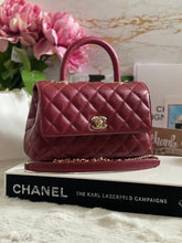 Load image into Gallery viewer, Chanel 21A 2021 Fall/Winter collection Burgundy caviar LGHW Coco Handle Flap Bag size Small with detachable Shoulder Strap
