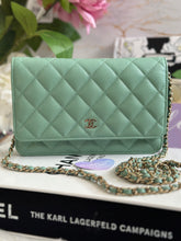 Load image into Gallery viewer, Chanel 23P Tiffany Green Caviar LGHW Classic Wallet on Chain (WOC)
