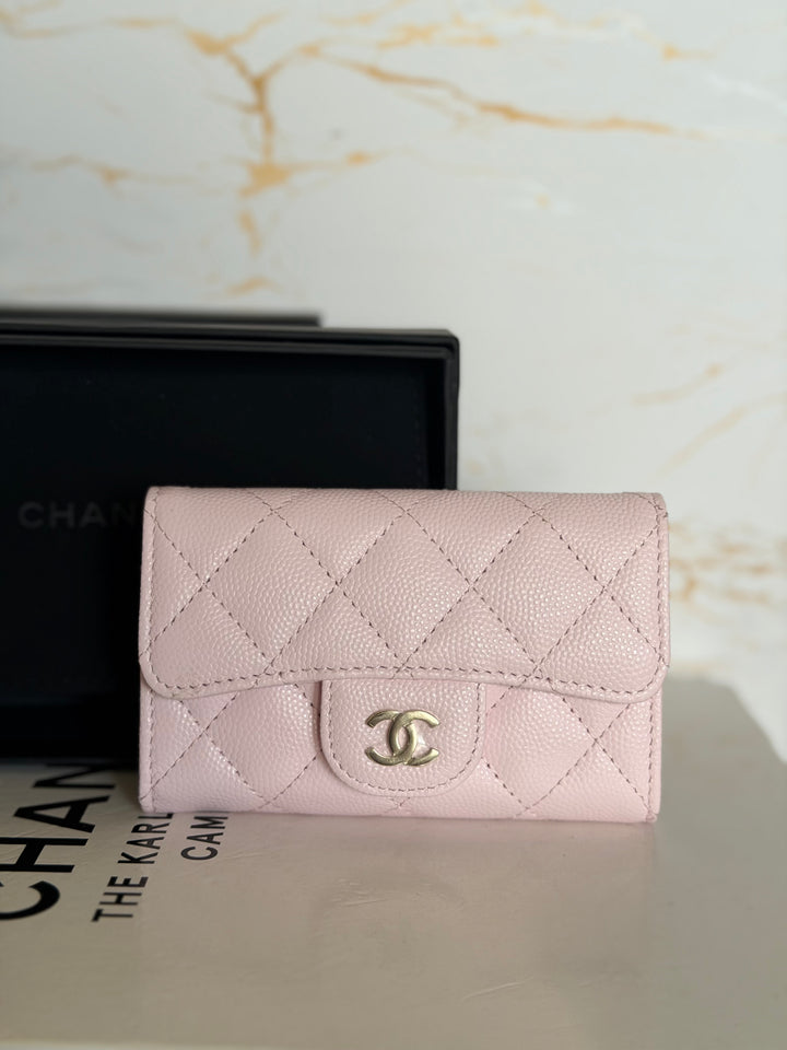Chanel 22P Pink Caviar LGHW Classic Snap Flap Card Holder 2022