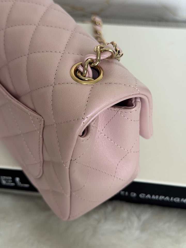 CHANEL 21S Light Pink Calf Skin LGHW Mini rectangular flap bag series 31 2021 *super rare*