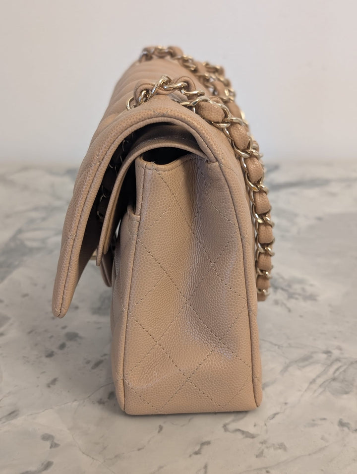 CHANEL series 28 19B collection Dark Beige Caviar LGHW Medium M/L Timeless Classic Double Flap Bag 11.12