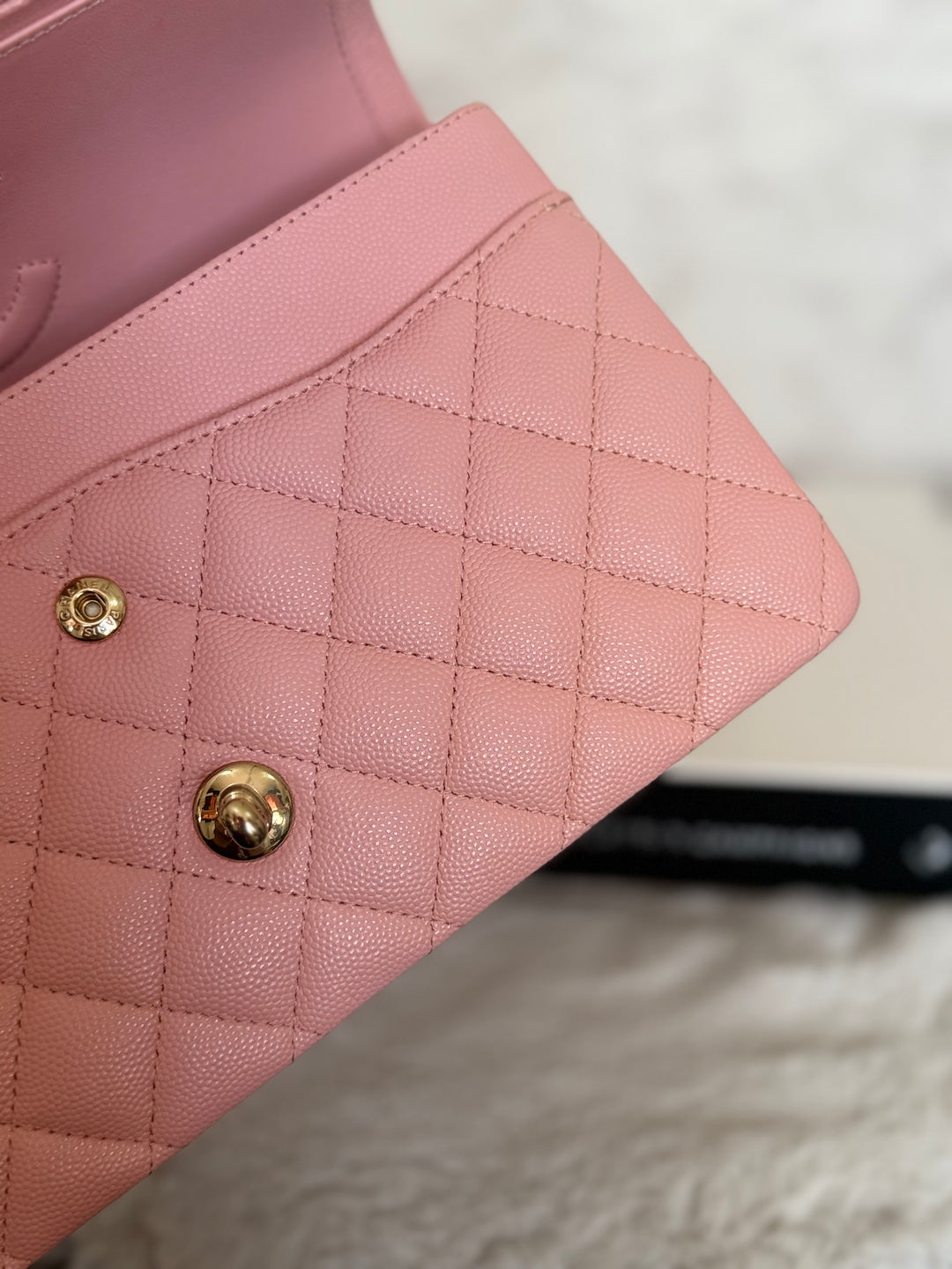 CHANEL 22C Sakura pink Caviar LGHW Medium ML Timeless Classic double flap bag 2022