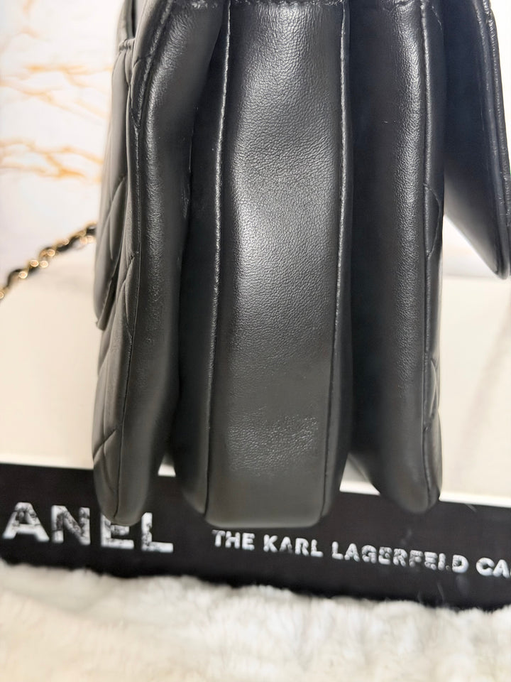 CHANEL Black Lambskin LGHW Trendy CC Flap Bag size SMALL with Non detachable Shoulder strap 2023