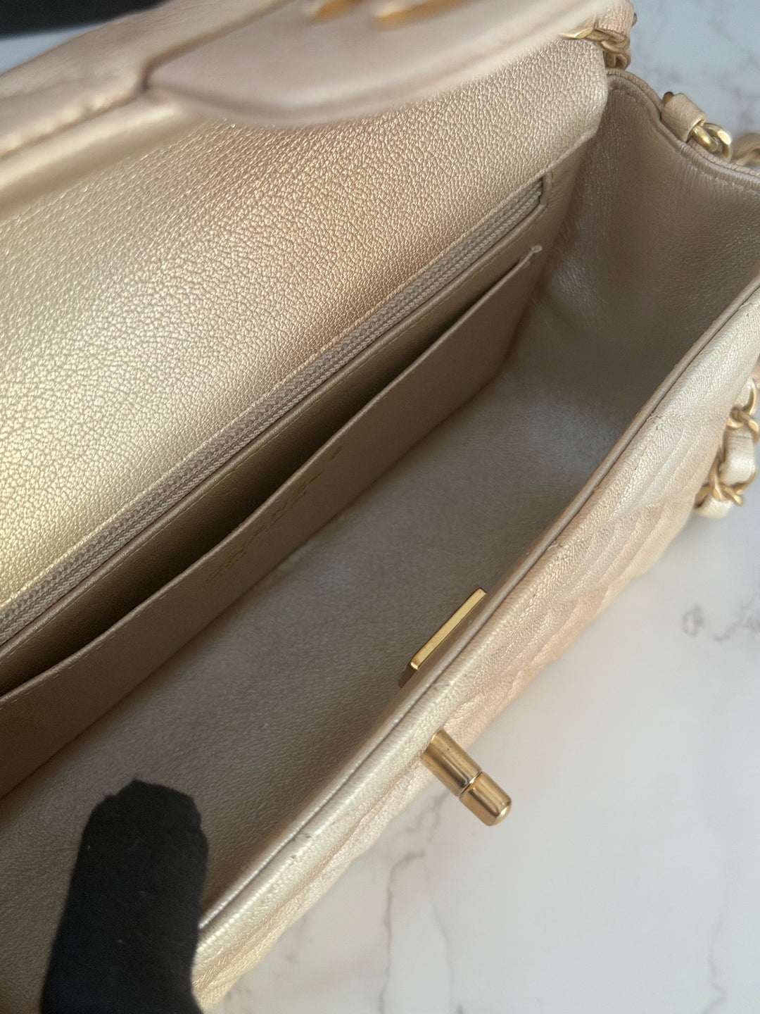 CHANEL 22P Gold Silver Ombré Goat skin Mini Rectangular Flap Bag with Aged GHW 2022