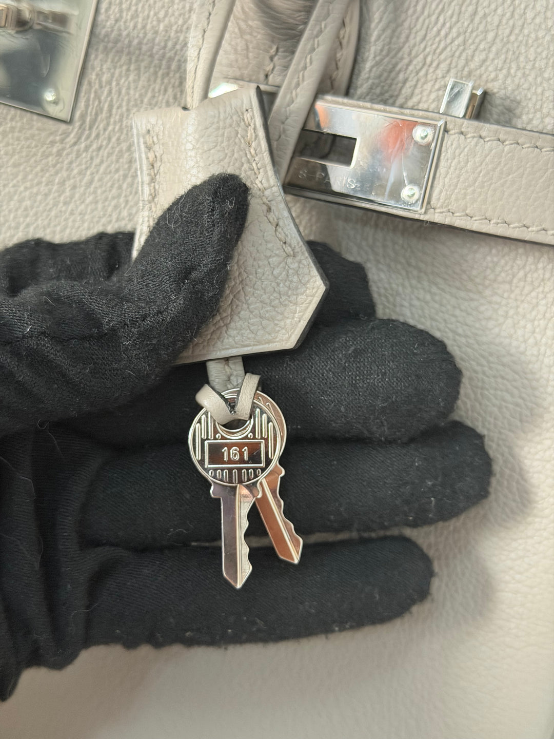 HERMES Gris Asphalt Leather Birkin 30 Bag Palladium Hardware Stamp D 2019