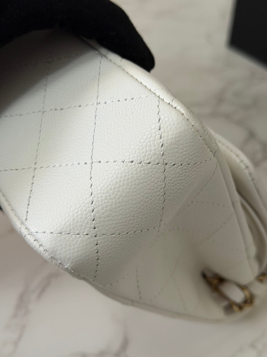 CHANEL 2023 White Caviar LGHW Medium ML Timeless Classic Double Flap Bag