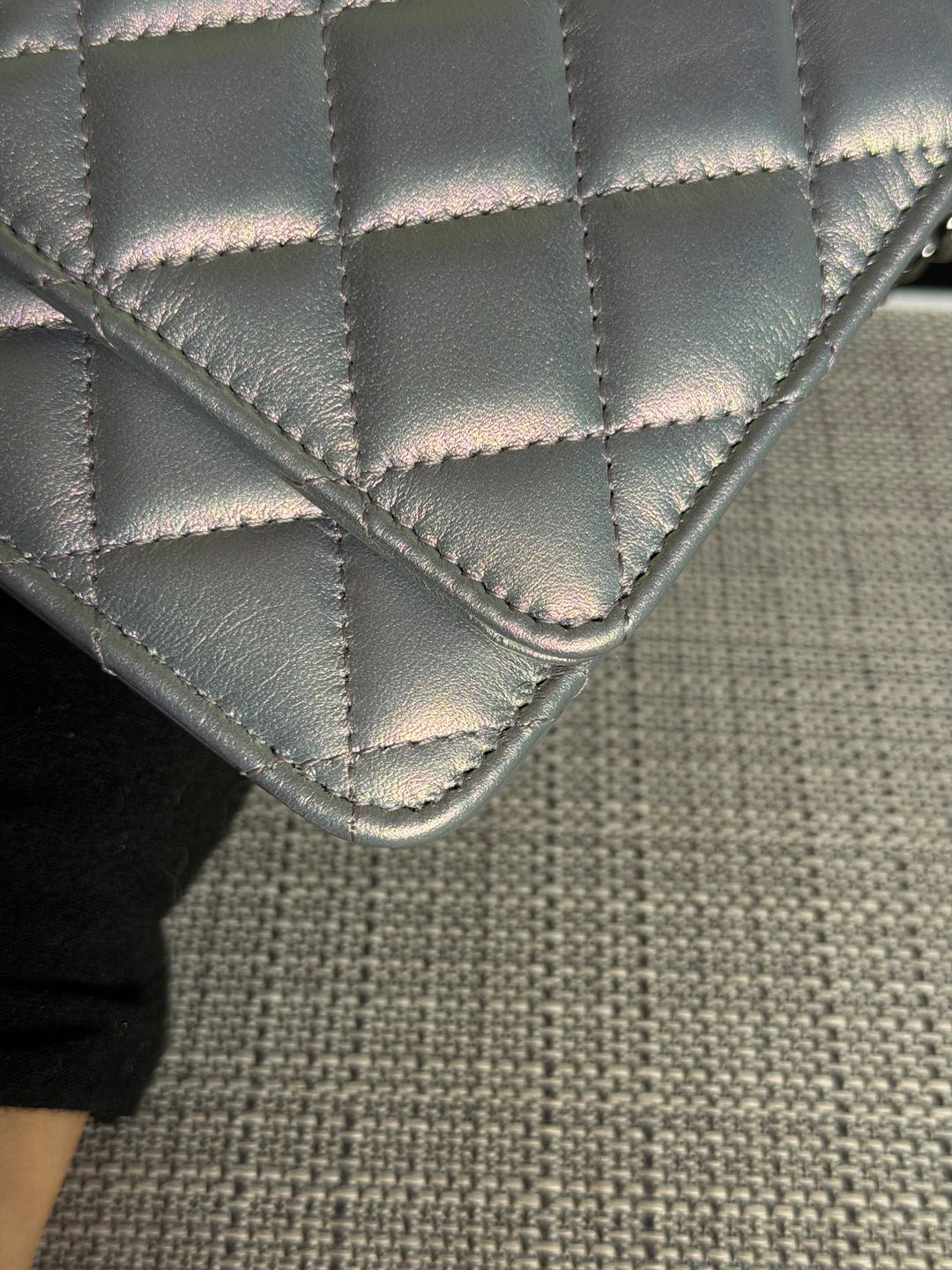 CHANEL Silver Lambskin SHW Classic Wallet on Chain (WOC) 2022