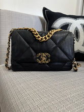 Load image into Gallery viewer, Chanel 19 Flap Bag from series 31 2021 in Black Lambskin Mixed Metal GHW Size Small
